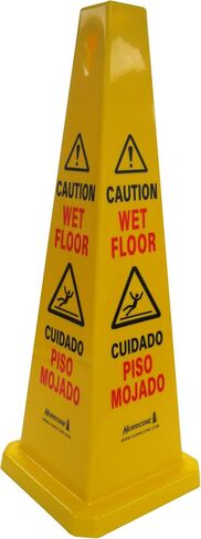 Safety Cones - 3 Pack - 36 Inch Four Sided Yellow "Caution Wet Floor" Sign - Bilingual - English/Spanish in Saudi Arabia