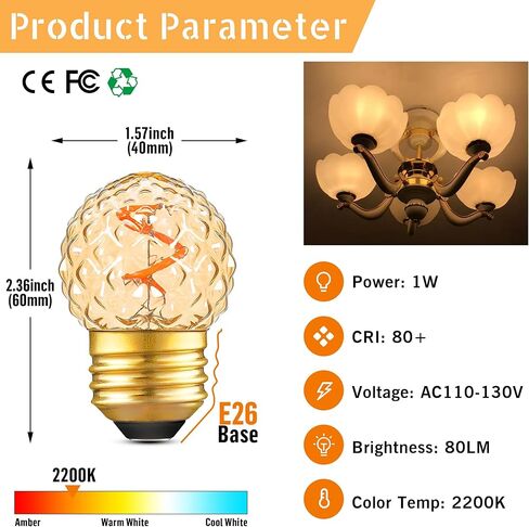 G40 LED LED WATT LIRGHT LIGHT GLOW GLOW E26 AMBER 1W 10 WATT LIGHT LIGH in Kuwait