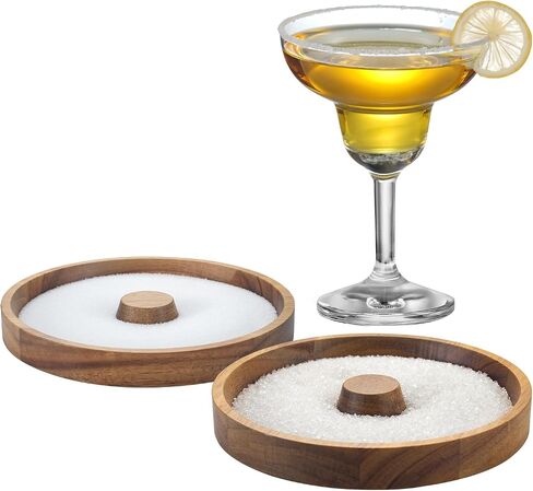 2 Pack Margarita Salt Rimmer, Wood Glass Rimmer for Cocktail, Glass Rimming for Salts and Sugars, Fits up to 5.5-inch Wide Glasses in Saudi Arabia