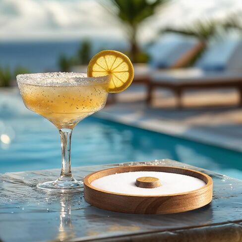 2 Pack Margarita Salt Rimmer, Wood Glass Rimmer for Cocktail, Glass Rimming for Salts and Sugars, Fits up to 5.5-inch Wide Glasses in Saudi Arabia