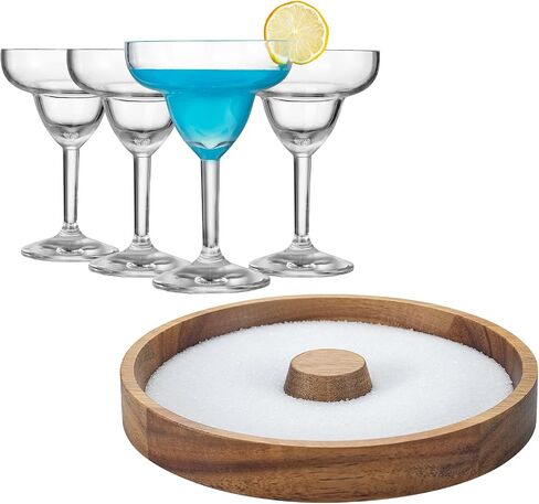 2 Pack Margarita Salt Rimmer, Wood Glass Rimmer for Cocktail, Glass Rimming for Salts and Sugars, Fits up to 5.5-inch Wide Glasses in Saudi Arabia