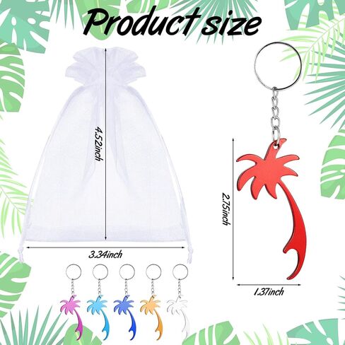 Sureio 50 PCS Hawaiian Party Favors بما في ذلك Palm Tree Bottle Anderchains أكياس organza ، شكرًا لك العلامات in Kuwait