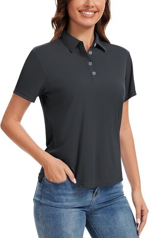 Idtswch Women's Polo Shirts UPF 50+ Casual Work Quick Dry 4 Buttons Short Sleeve Collared Golf Shirt XS-4XL in Saudi Arabia
