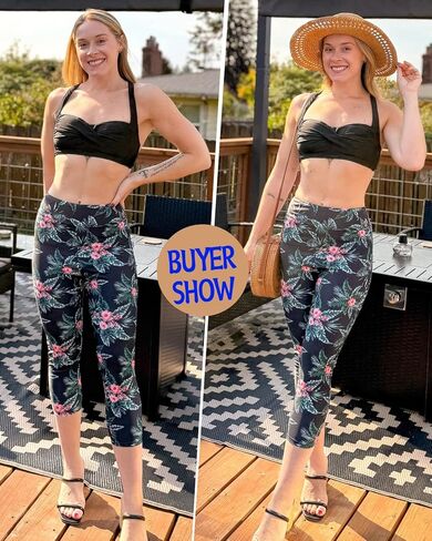 Pinup أزياء النساء السباحة السراويل عالية الخصر الأشعة فوق البنفسجية طفح الحرس الرياضة Capris ملابس السباحة طماق السباحة in Kuwait