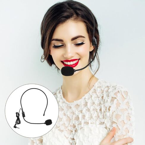 Supvox 6pcs سماعات الرأس السلكية ميكروفون مكثف الميكروفون لميكروفون صوت مضخم صوت مع تصميم خفيف الوزن للغناء محاضرات ومقابلات أسود in Kuwait