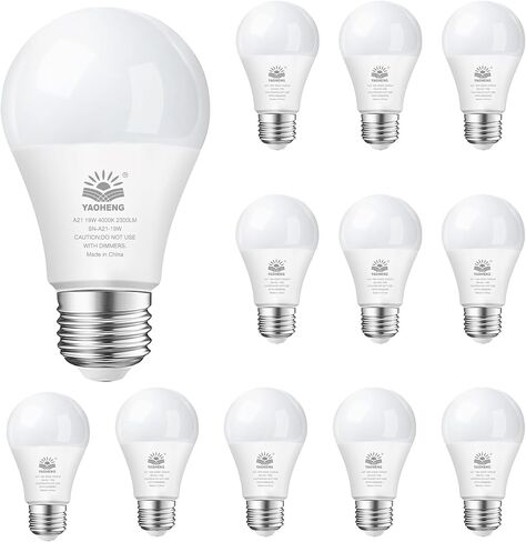 A21 LED Light Bulb, 150 Watt Equivalent LED Bulbs, 19W 5000K Daylight, 2300 Lumens, Non-Dimmable, E26 Base, Super Bright Light Bulb Indoor, Energy Efficient ETL Listed, 4-Pack in Saudi Arabia