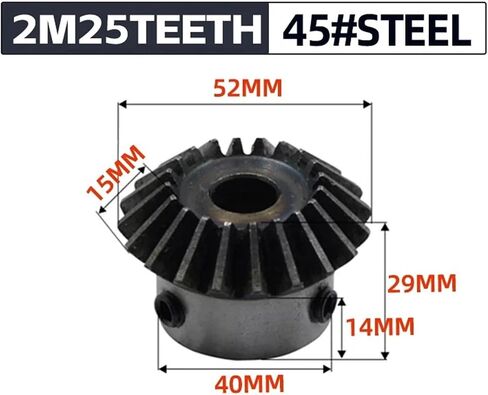 Bevel Gear 2M 25 Teeth Inner Hole 10/12/14/15/16/17/18/19/20/24/25mm Gear 90 Degree Meshing Angle Screw Hole M5(5pcs 2M25T,Hole 17mm keyway5mm) in Saudi Arabia