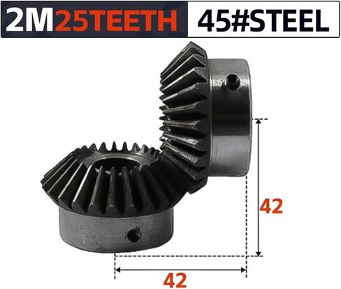Bevel Gear 2M 25 Teeth Inner Hole 10/12/14/15/16/17/18/19/20/24/25mm Gear 90 Degree Meshing Angle Screw Hole M5(5pcs 2M25T,Hole 17mm keyway5mm) in Saudi Arabia
