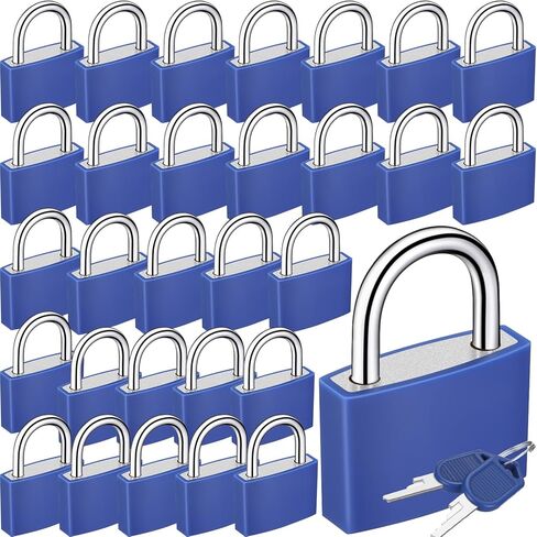 30 PCS قفل رئيسي ، قفل قفل الأمتعة الصغيرة أقفال الألومنيوم مع 60 مفتاح على حد سواء قفل 1.3 بوصة 33 مم ، قفل قوي مع نفس المفتاح لخزانة بوابة أدوات بوابة السياج (الأزرق) in Kuwait