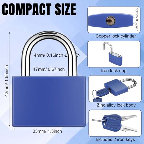 30 PCS قفل رئيسي ، قفل قفل الأمتعة الصغيرة أقفال الألومنيوم مع 60 مفتاح على حد سواء قفل 1.3 بوصة 33 مم ، قفل قوي مع نفس المفتاح لخزانة بوابة أدوات بوابة السياج (الأزرق) in Kuwait