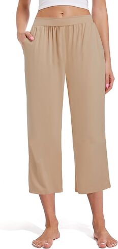 Kivdol 3 Pack Women's Capri Sweatpants, Cozy Wide Legs Cropped Capri with Pockets, Lounge Jogger Pants Workout Yoga Capris in Saudi Arabia