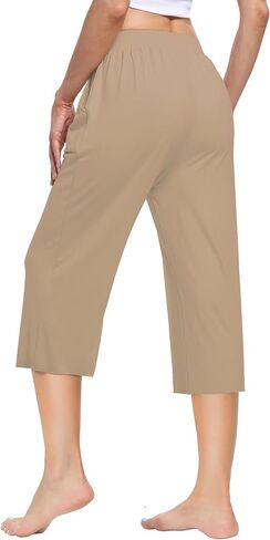 Kivdol 3 Pack Women's Capri Sweatpants, Cozy Wide Legs Cropped Capri with Pockets, Lounge Jogger Pants Workout Yoga Capris in Saudi Arabia