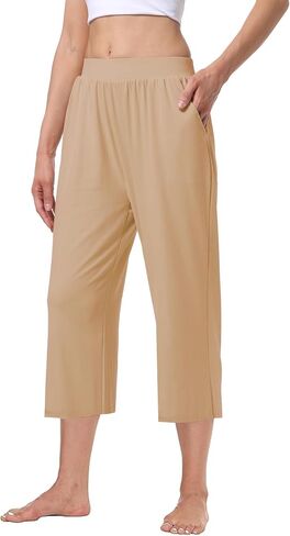 Kivdol 3 Pack Women's Capri Sweatpants, Cozy Wide Legs Cropped Capri with Pockets, Lounge Jogger Pants Workout Yoga Capris in Saudi Arabia