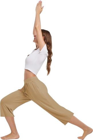 Kivdol 3 Pack Women's Capri Sweatpants, Cozy Wide Legs Cropped Capri with Pockets, Lounge Jogger Pants Workout Yoga Capris in Saudi Arabia