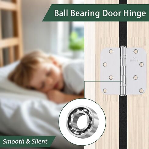 304 Stainless Steel Hinges 5/8 Radius Corners 3.5'' Ball Bearing Brushed Satin Nickel Door Hinges for Interior Exterior Door-3 Pack in Saudi Arabia