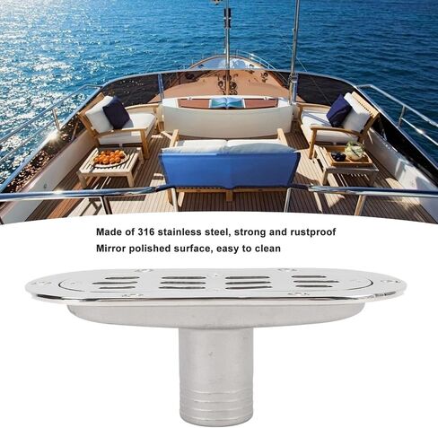 Marine Floor Drain, 7.48x3.54in Boat Floor Deck Drain, 316 Stainless Steel Boat Drain Floor Deck with Mirror Polished for Boats Yachts in Saudi Arabia
