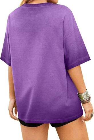 ريميدو للنساء غير الرسمي رقبة كبيرة الحجم تي شيرت قصير الأكمام فضفاضة قميص مغسولة in Kuwait