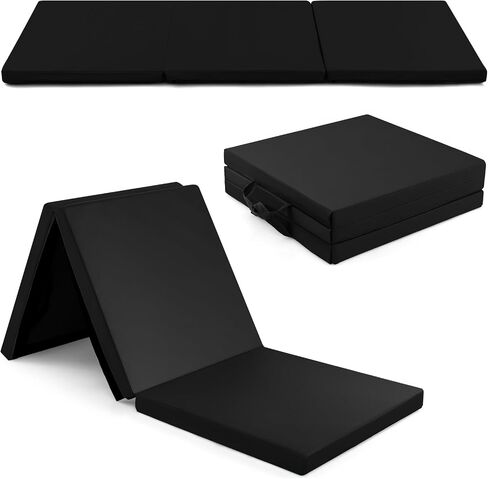 Goplus Folding Gymnastics Mat, 6’ x 2’ x 2’’ Thick Tri-Fold Exercise Tumbling Mat w/Carrying Handles, Hook & Loop Fastener, Gym mats for Home Fitness Yoga Aerobics Workouts Martial Arts in Saudi Arabia
