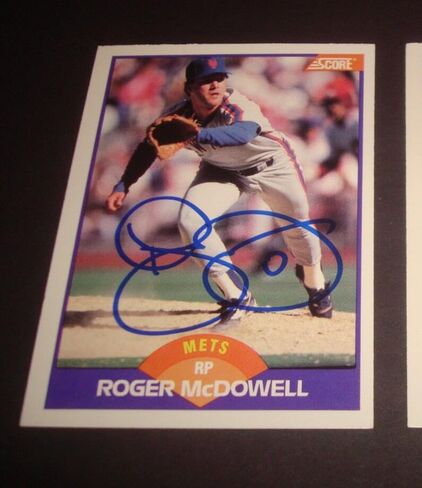 Roger McDowell 1986 Mets 1989 SCORE #281 Braves وقعت ATUCTIC A14 - MLB CARDACHED CARDSBALL in Saudi Arabia