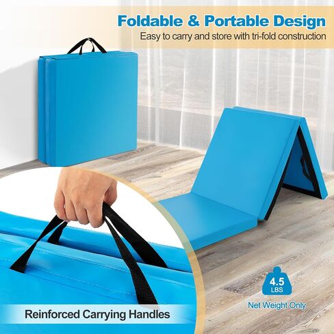 حصيرة جمباز قابلة للطي Goplus ، 6 '× 2' x 2 '' تمرين ثلاثي الأطواق سميكًا. in Saudi Arabia