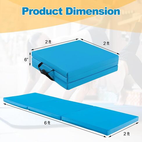 حصيرة جمباز قابلة للطي Goplus ، 6 '× 2' x 2 '' تمرين ثلاثي الأطواق سميكًا. in Saudi Arabia