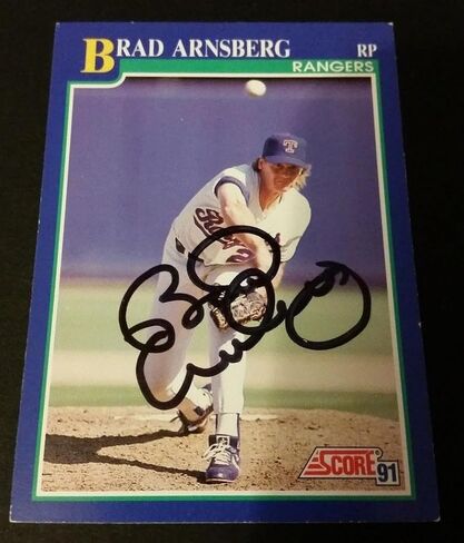 Brad Arnsberg Rangers 1991 Score #510 Yankees Authentic Signed Autograph JG2 - MLB Autographed Baseball Cards in Saudi Arabia