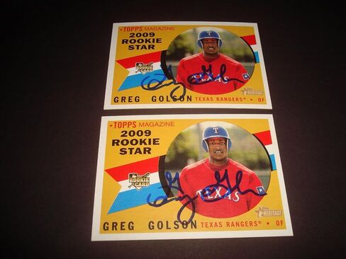 Greg Golson Rangers 2009 Topps Heritage #130 RC التوقيع على توقيع أصيل 920 - بطاقات موقعة بالبيسبول in Saudi Arabia