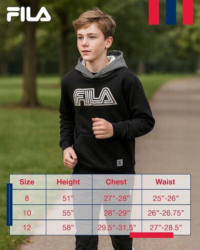 Fila Boys Active Tracksuit Set - 3 Piece Performance Tricot Sweatshirt, Jogger Sweatpants, Shirt - Activewear for Boys (8-12) in Saudi Arabia