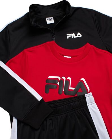 Fila Boys Active Tracksuit Set - 3 Piece Performance Tricot Sweatshirt, Jogger Sweatpants, Shirt - Activewear for Boys (8-12) in Saudi Arabia