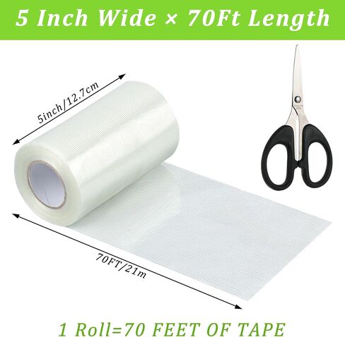 5Inch × 70FT RV Awning Repair Tape with Scissors, Outdoor Heavy Duty Repair Tape for Tarp, Tent, Boat Cover, Canvas, Sail Tape, Waterproof, UVproof and Heat-resistant Tear Repair Pctch Kit (1) in Kuwait