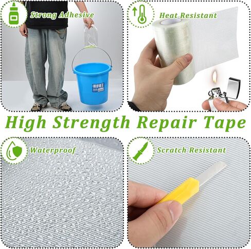 5Inch × 70FT RV Awning Repair Tape with Scissors, Outdoor Heavy Duty Repair Tape for Tarp, Tent, Boat Cover, Canvas, Sail Tape, Waterproof, UVproof and Heat-resistant Tear Repair Pctch Kit (1) in Kuwait