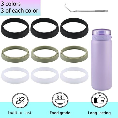 9pcs Rubber Gasket for Ello Cooper Stainless Steel Water Bottle,Seal Gasket for Ello Cooper 18oz/22oz/32oz/40oz Bottle Leak Proof Insulated Travel Tumbler in Saudi Arabia
