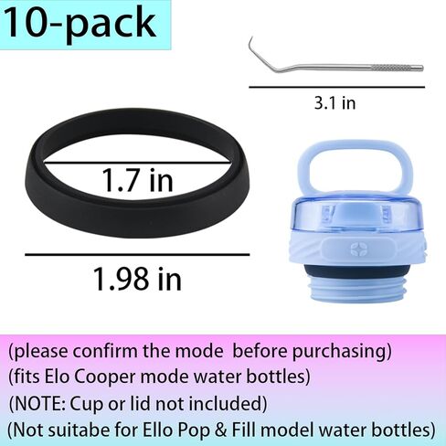 9pcs Rubber Gasket for Ello Cooper Stainless Steel Water Bottle,Seal Gasket for Ello Cooper 18oz/22oz/32oz/40oz Bottle Leak Proof Insulated Travel Tumbler in Saudi Arabia