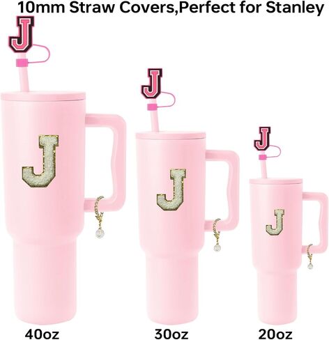6pcs stanley cup letter charm accesories ، silicone straw cover cappers toppers ، unding chenille letters patch sticker ، frealure left refer in Saudi Arabia
