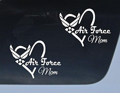 2 Pack Air Force Mom Decal Vinyl Sticker Auto Car Truck Wall Laptop | White| 6" x 4" in Saudi Arabia