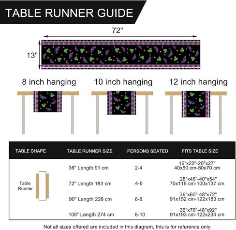 Seliem Halloween Bat Table Runner, Black Purple Skull Polka Dot Kitchen Dining Table Decor, Funny Holiday Burlap Home Decoration Indoor Outdoor Party Supply 13 x 72 Inch in Saudi Arabia