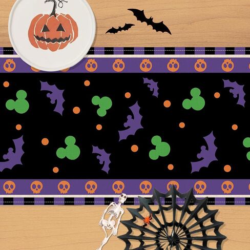Seliem Halloween Bat Table Runner, Black Purple Skull Polka Dot Kitchen Dining Table Decor, Funny Holiday Burlap Home Decoration Indoor Outdoor Party Supply 13 x 72 Inch in Saudi Arabia