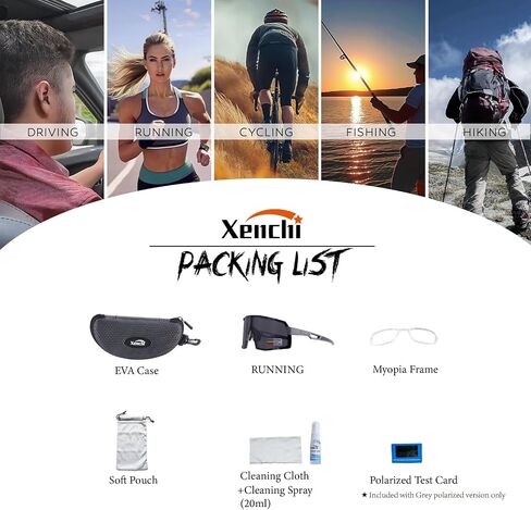 Sports Sunglasses for Men & Women, Polarized UV400 Cycling Glasses with Myopia Frame, Lightweight for Cycling, Running in Saudi Arabia
