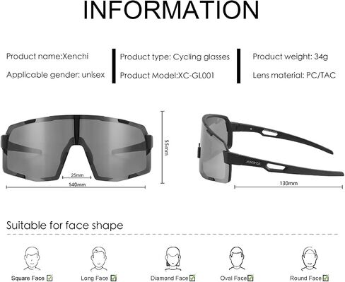 Sports Sunglasses for Men & Women, Polarized UV400 Cycling Glasses with Myopia Frame, Lightweight for Cycling, Running in Saudi Arabia