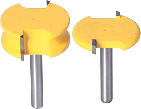 ZJchao T Track Router Bit, T Slot Router Bit Slot Cutter 2Pcs Set 1/4in Shank Silver Yellow Bead Joint for Woodworking in Saudi Arabia