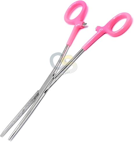 Heavy Duty Pink Pvc Grip Handle German Grade Stainless Hemostat Forceps Straight Serrated 8" By G.S ONLINE STORE in Saudi Arabia