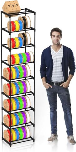 3D Printer Filament Storage Rack, 9-Tier Modular Metal Spool Holder, Holds 54×1kg Spools, Customizable 4 Tiers & 5 Tiers Filament Rack, Tool-Free Assembly for Home, Office Workshop, Studio in Saudi Arabia