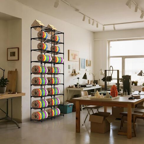3D Printer Filament Storage Rack, 9-Tier Modular Metal Spool Holder, Holds 54×1kg Spools, Customizable 4 Tiers & 5 Tiers Filament Rack, Tool-Free Assembly for Home, Office Workshop, Studio in Kuwait