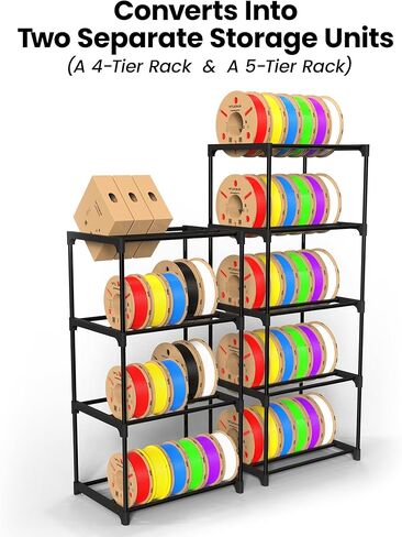 3D Printer Filament Storage Rack, 9-Tier Modular Metal Spool Holder, Holds 54×1kg Spools, Customizable 4 Tiers & 5 Tiers Filament Rack, Tool-Free Assembly for Home, Office Workshop, Studio in Kuwait