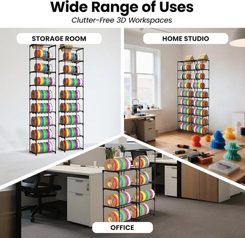 3D Printer Filament Storage Rack, 9-Tier Modular Metal Spool Holder, Holds 54×1kg Spools, Customizable 4 Tiers & 5 Tiers Filament Rack, Tool-Free Assembly for Home, Office Workshop, Studio in Kuwait