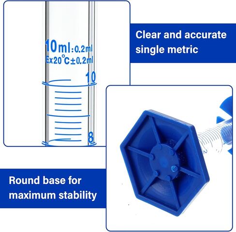 Kingdder 12 Pcs 10ml Graduated Cylinder Glass Measuring Liquid Lab Cylinders Thick Glass Graduated Measuring Base Laboratories Supply in Saudi Arabia