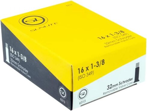 Sunlite Standard Schrader Valve Tubes, 16 x 1-3/8" (349 x 25) / 32mm Valve, Black in Saudi Arabia