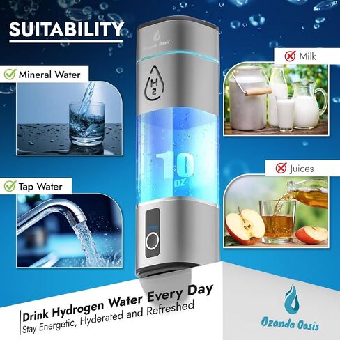 Hydrogen Water Bottle – 8000 PPB SPE/PEM Cup with Platinum Electrodes & Dupont PEM • Portable USB Rechargeable 280 mL Hydrogen Generator for Drinking Water in Saudi Arabia