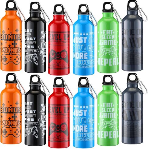 12 PCS 17oz Gaming Bottle Bottle Sports معزول مع عزل زجاجات مع خطاف مضحك يقتبس من الألومنيوم ألومنيوم لاعب القهوة المثلج لقهوة سفر لصالح حفلات فيديو عيد ميلاد (Multicolor) in Kuwait