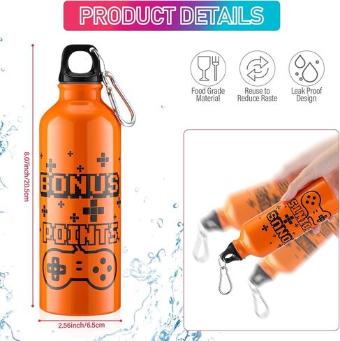 12 PCS 17oz Gaming Bottle Bottle Sports معزول مع عزل زجاجات مع خطاف مضحك يقتبس من الألومنيوم ألومنيوم لاعب القهوة المثلج لقهوة سفر لصالح حفلات فيديو عيد ميلاد (Multicolor) in Kuwait